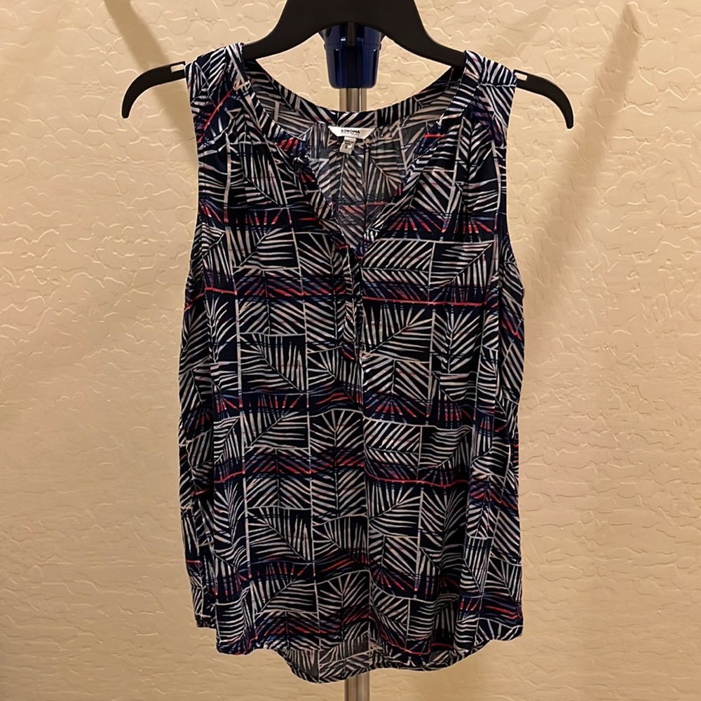 Sonoma Patriotic Palm Fronds Sleeveless Top